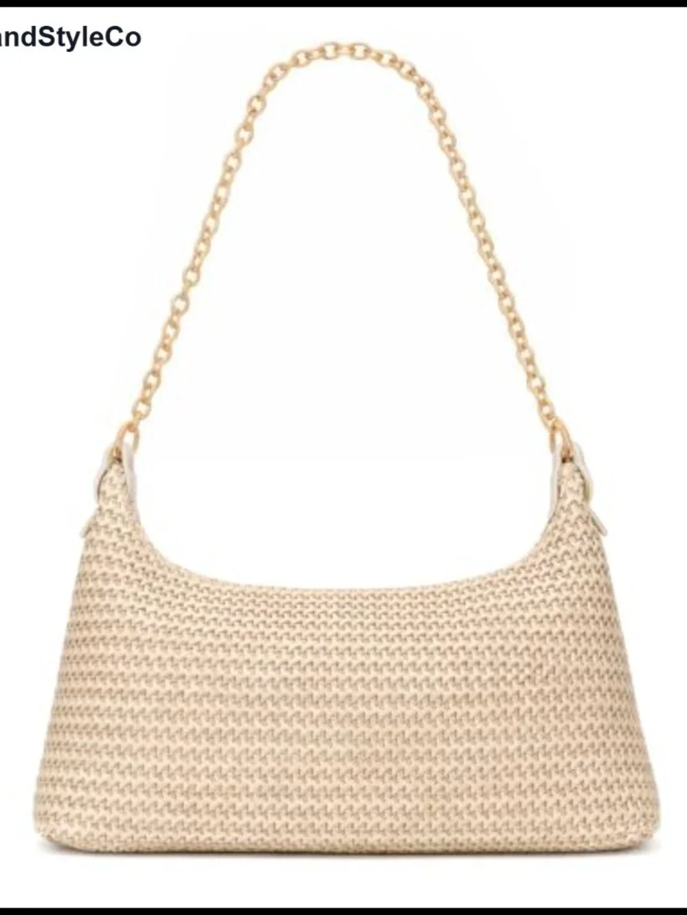 Woven Straw Beach Tote Bag Boho Shoulder Purse with Chain and Leather Strap